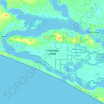 Map Of Hindmarsh Island Hindmarsh Island Topographic Map, Elevation, Relief