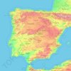 Iberian Peninsula topographic map, elevation, relief