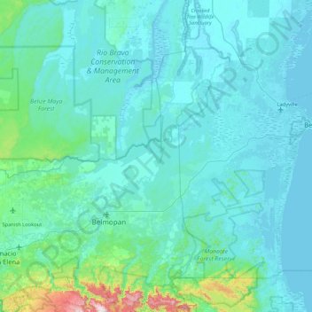 Topographic Map Of Belize Belize River Topographic Map, Elevation, Relief