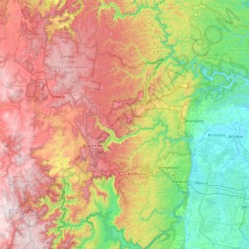 Blue Mountains Topographic Map Blue Mountains Topographic Map, Elevation, Relief