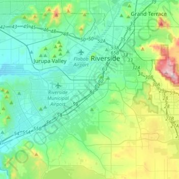 Map Of Riverside County Riverside Topographic Map, Elevation, Relief