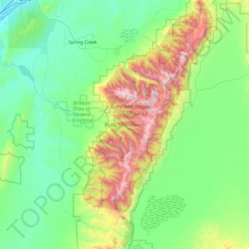 Ruby Mountains Nevada Map Ruby Mountains Topographic Map, Elevation, Relief