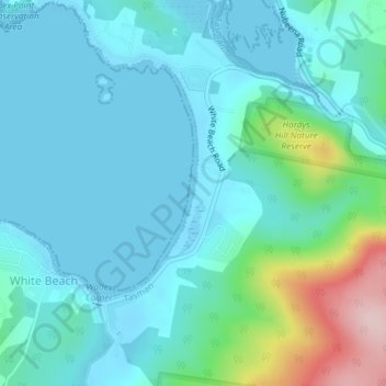 White Beach topographic map, elevation, relief