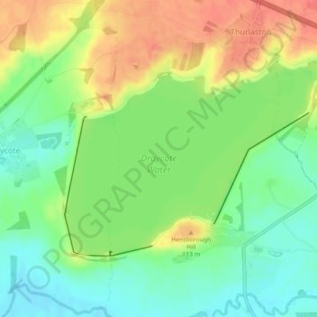 Map Of Draycote Water Draycote Water Topographic Map, Elevation, Relief